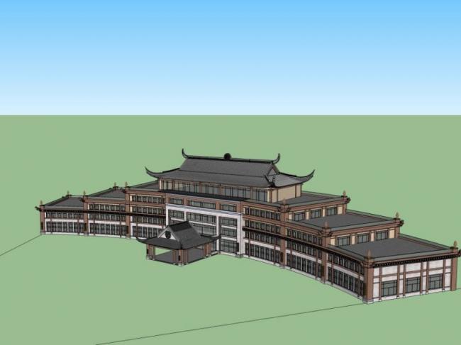 Sketchup酒店模型|多层酒店，中式风格