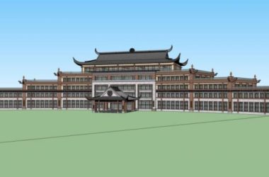 Sketchup酒店模型|多层酒店，中式风格-BIM建筑网
