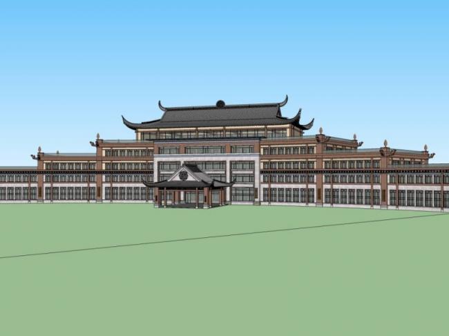 Sketchup酒店模型|多层酒店，中式风格