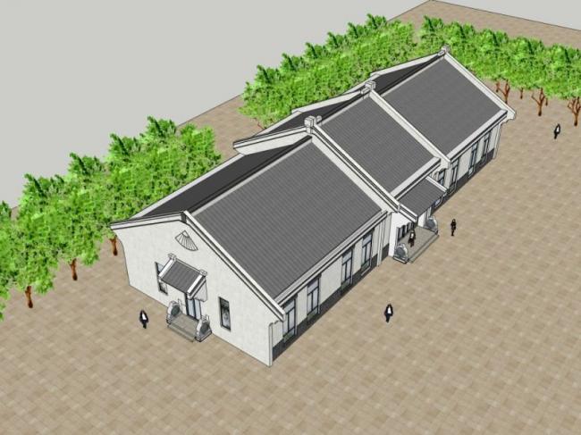 Sketchup住宅模型|养老院，现代中式风格