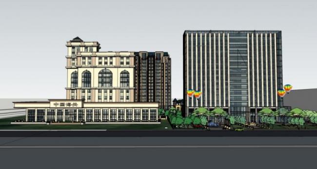 Sketchup办公模型|高层办公楼，现代风格