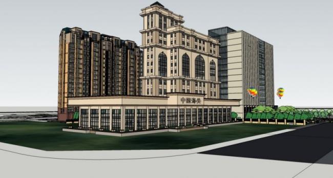 Sketchup办公模型|高层办公楼，现代风格