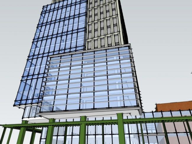 Sketchup住宅模型|高层住宅，底层商业，现代风格