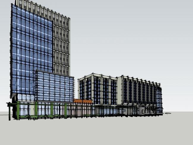 Sketchup住宅模型|高层住宅，底层商业，现代风格