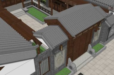 Sketchup住宅模型|四合院，中式风格-BIM建筑网