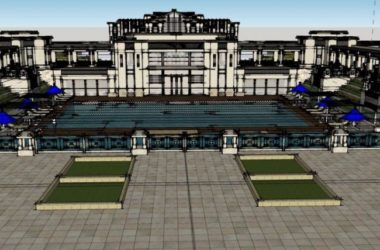 Sketchup酒店模型|多层酒店，古典风格-BIM建筑网