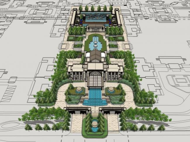 Sketchup酒店模型|多层酒店，古典风格