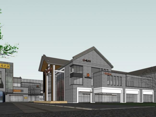 Sketchup综合体模型|多高层商业综合体，现代中式风格