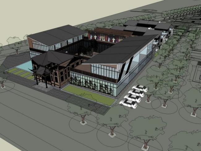 Sketchup商业模型|多层售楼部，现代风格