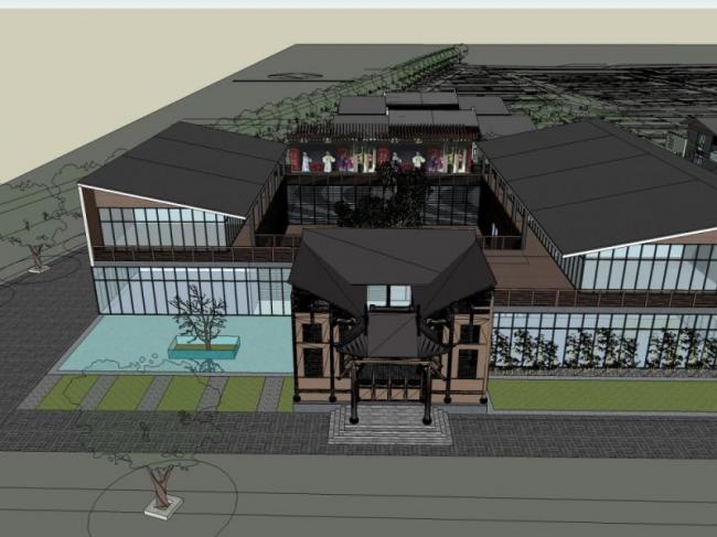 Sketchup商业模型|多层售楼部，现代风格