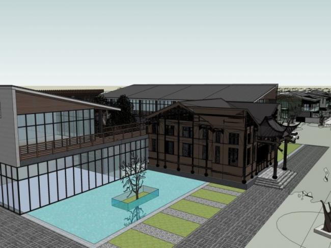 Sketchup商业模型|多层售楼部，现代风格