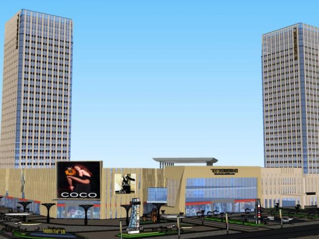 Sketchup综合体模型|多高层商业综合体，现代风格