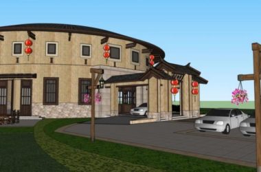 Sketchup酒店模型|低层酒店，东方新古典-BIM建筑网