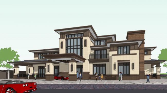 Sketchup商业模型|多层会所，古典风格