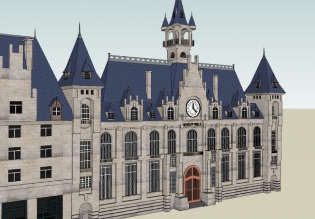 Sketchup酒店模型|多层酒店，法式古典风格