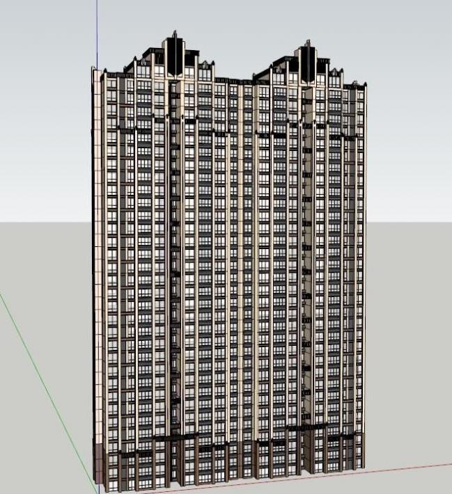 Sketchup住宅模型|超高层住宅，居住建筑，古典风格