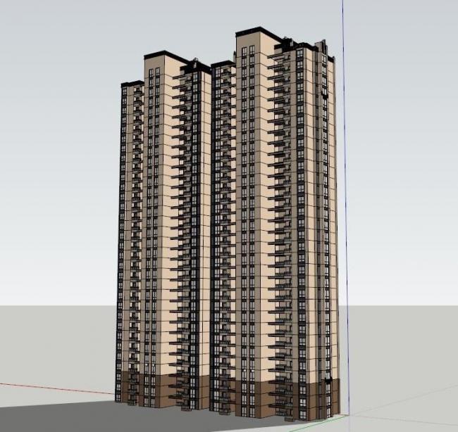 Sketchup住宅模型|超高层住宅，居住建筑，古典风格