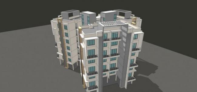 Sketchup住宅模型|小高层住宅，多层住宅，现代风格