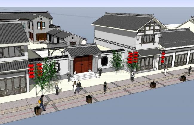 Sketchup住宅模型|低层徽派四合院