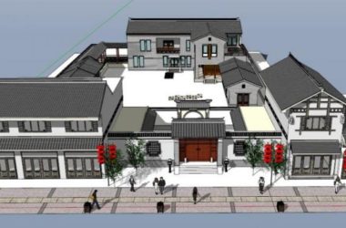 Sketchup住宅模型|低层徽派四合院-BIM建筑网