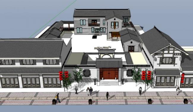 Sketchup住宅模型|低层徽派四合院