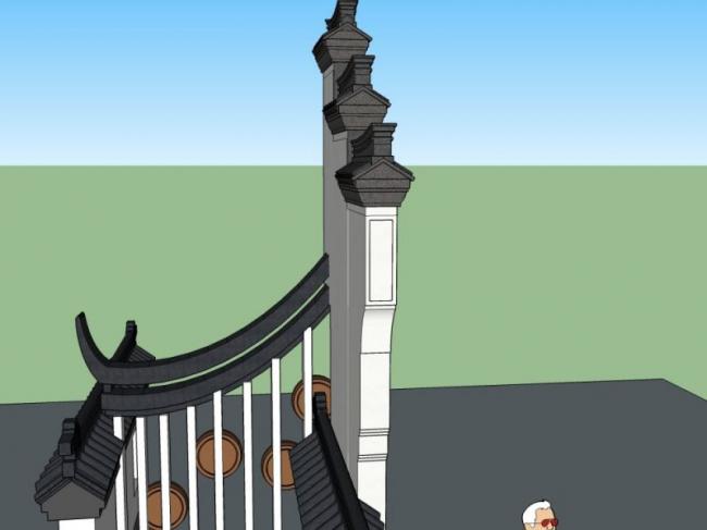 Sketchup小品模型|入口，中式风格，小品