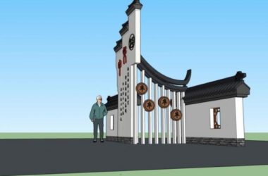 Sketchup小品模型|入口，中式风格，小品-BIM建筑网