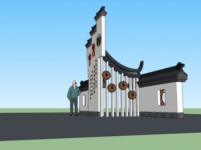 Sketchup小品模型|入口，中式风格，小品