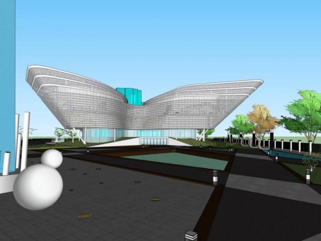Sketchup文化模型|多层展览馆，文化建筑，现代风格