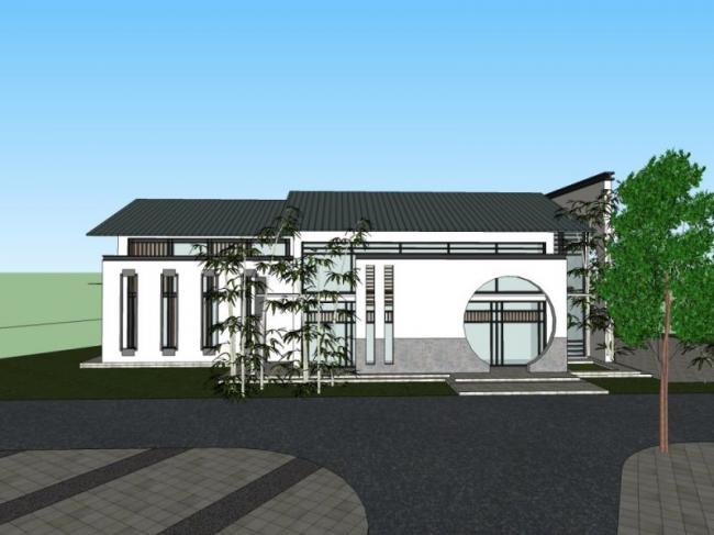 Sketchup商业模型|会所，现代中式风格