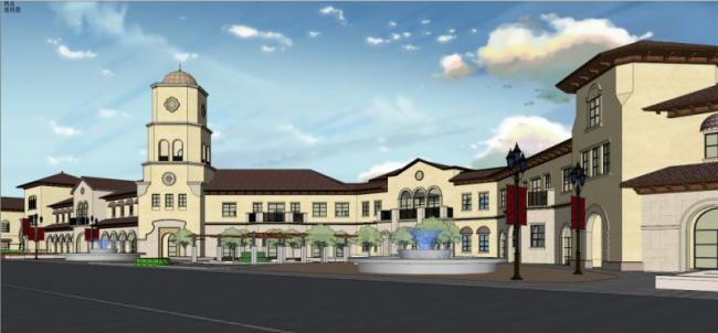 Sketchup商业模型|多层商业街，西班牙古典风格