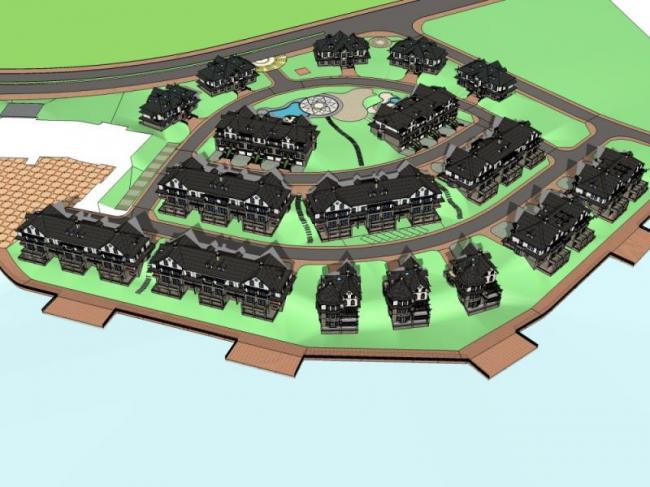 Sketchup住宅模型|别墅群，古典风格