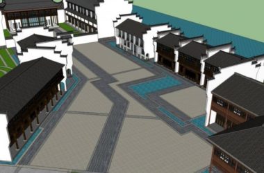 Sketchup商业模型|商业街，中式风格-BIM建筑网