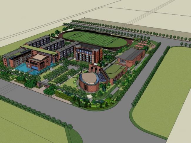Sketchup学校模型|多层学校，校园教育建筑，现代风格
