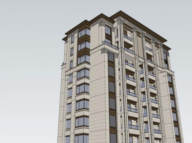 Sketchup住宅模型|高层住宅，居住建筑，古典风格
