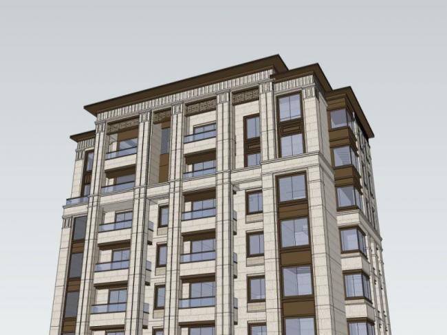 Sketchup住宅模型|高层住宅，居住建筑，古典风格