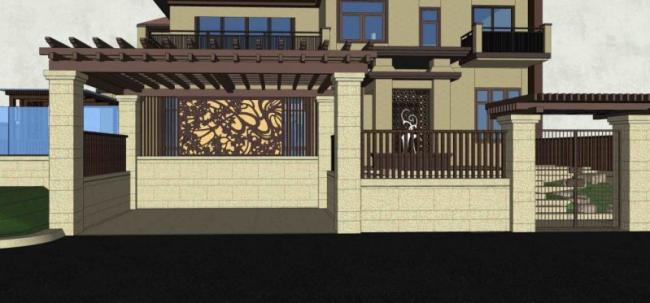 Sketchup景观模型|别墅花园景观，现代风格
