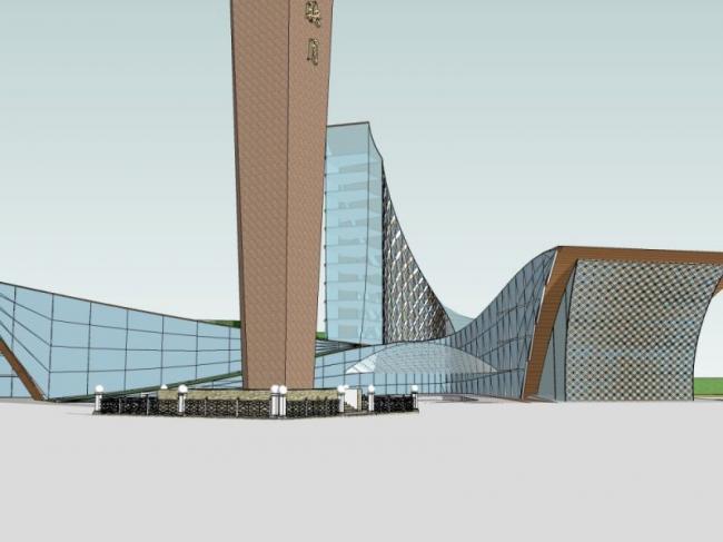 Sketchup文化模型|多层展览馆，文化建筑，现代风格