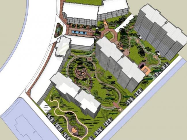 Sketchup景观模型|住宅景观，小区景观，古典风格