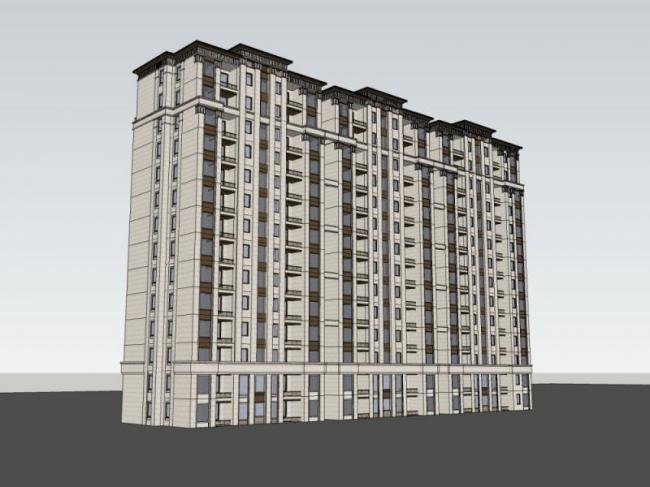 Sketchup住宅模型|高层住宅，居住建筑，古典风格
