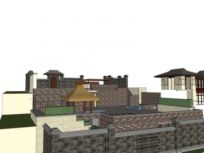 Sketchup景观模型|庭院景观，新中式风格