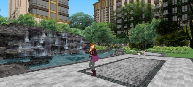 Sketchup景观模型|小区景观，住宅景观，现代风格