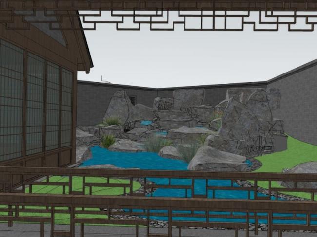 Sketchup景观模型|四合院景观，中式风格