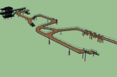 Sketchup景观模型|滨水廊道景观，现代风格-BIM建筑网