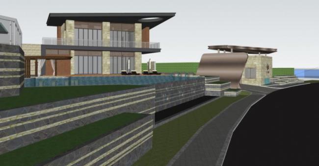 Sketchup景观模型|别墅景观，现代风格