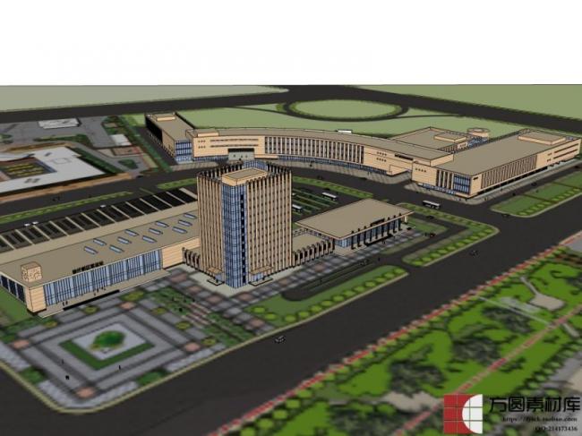 Sketchup车站路桥|多高层汽车客运站，现代风格