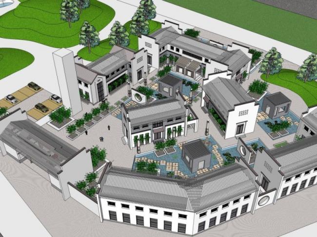 Sketchup商业模型|多层会所，中式风格