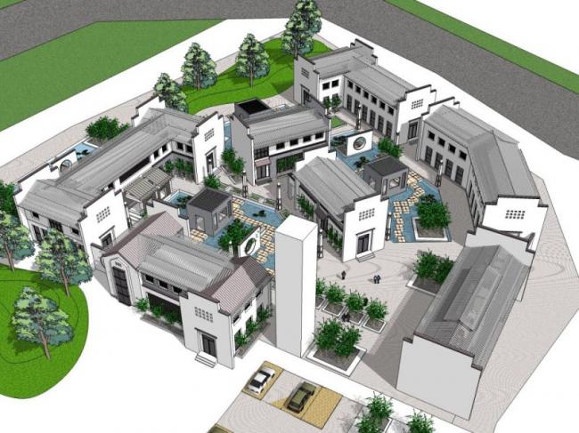 Sketchup商业模型|多层会所，中式风格