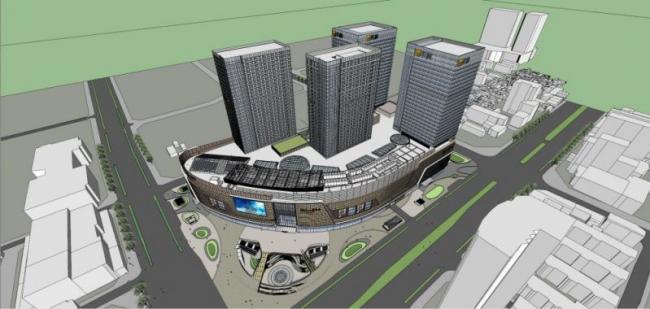 Sketchup综合体模型|多高层商业综合体，现代风格