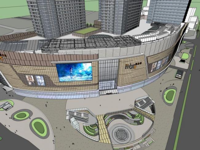 Sketchup综合体模型|多高层商业综合体，现代风格